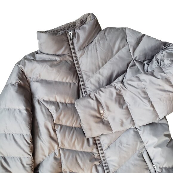 Eddie Bauer EB550  Women's Tall Medium Goose Down Puffer Jacket TAUPE - Picture 1 of 14